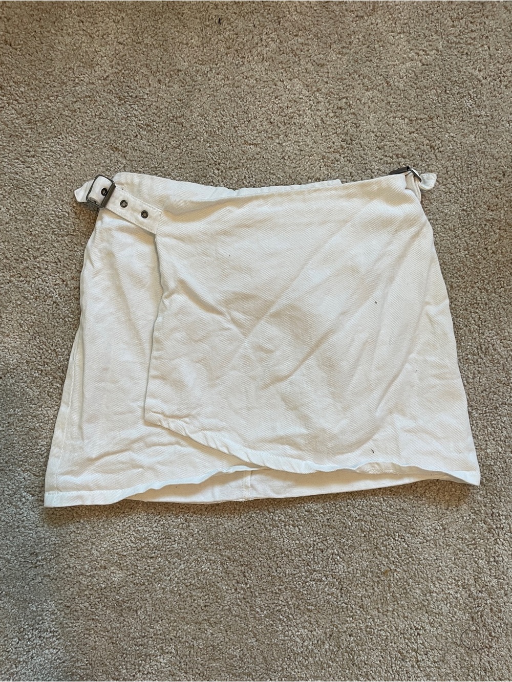 White denim mini wrap skirt